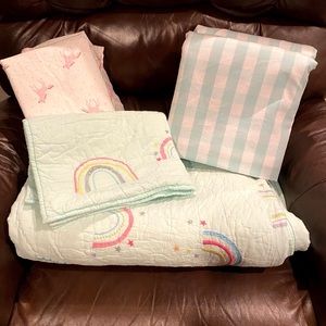 Twin Pottery Barn Bedding and Blackout Curtains